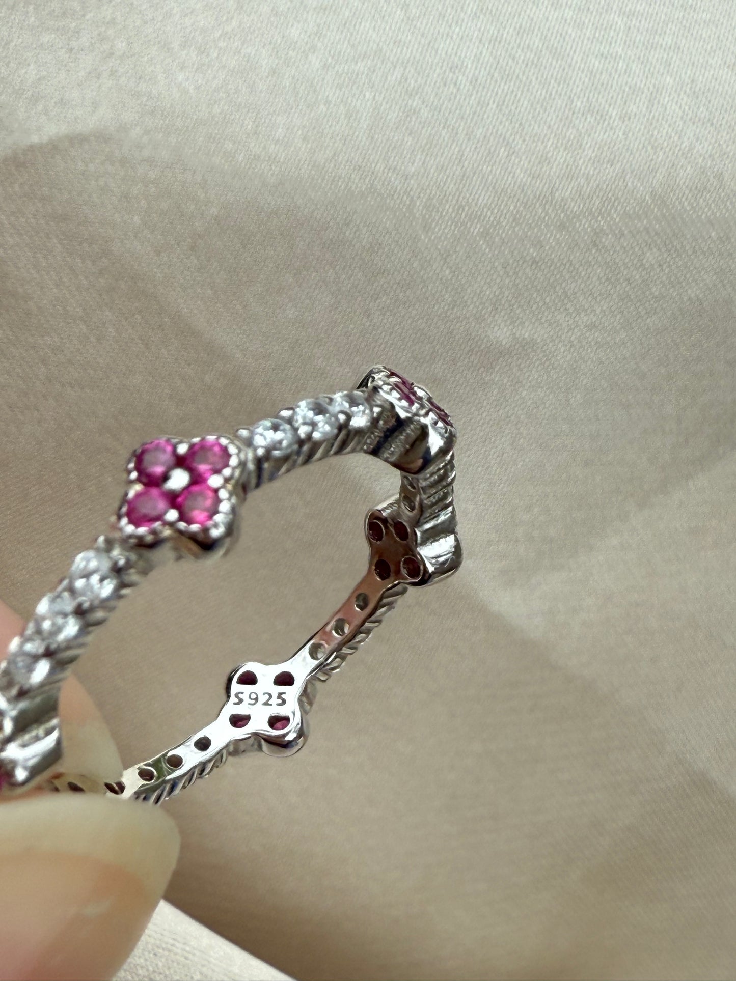 Ella clover Ring, 925 sterling silver, 18k white gold plated