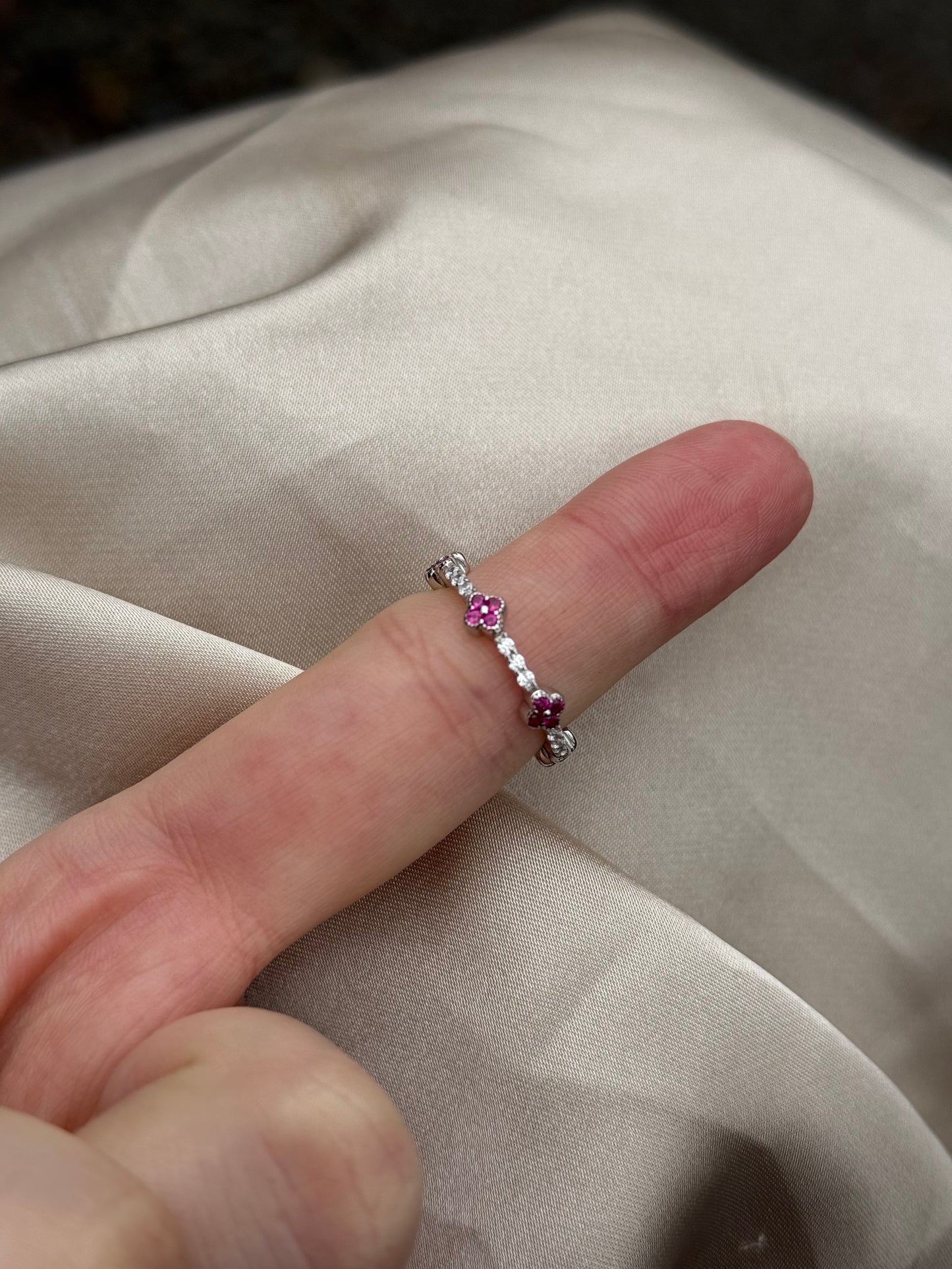 Ella clover Ring, 925 sterling silver, 18k white gold plated