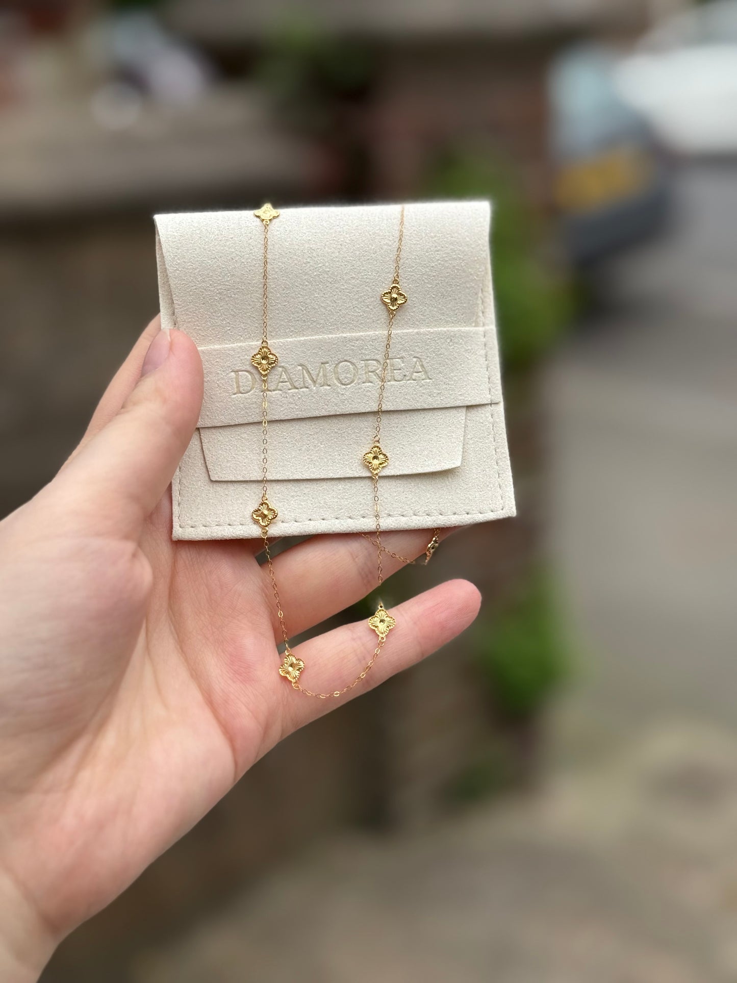 18ct Solid Gold mini Clover Necklace