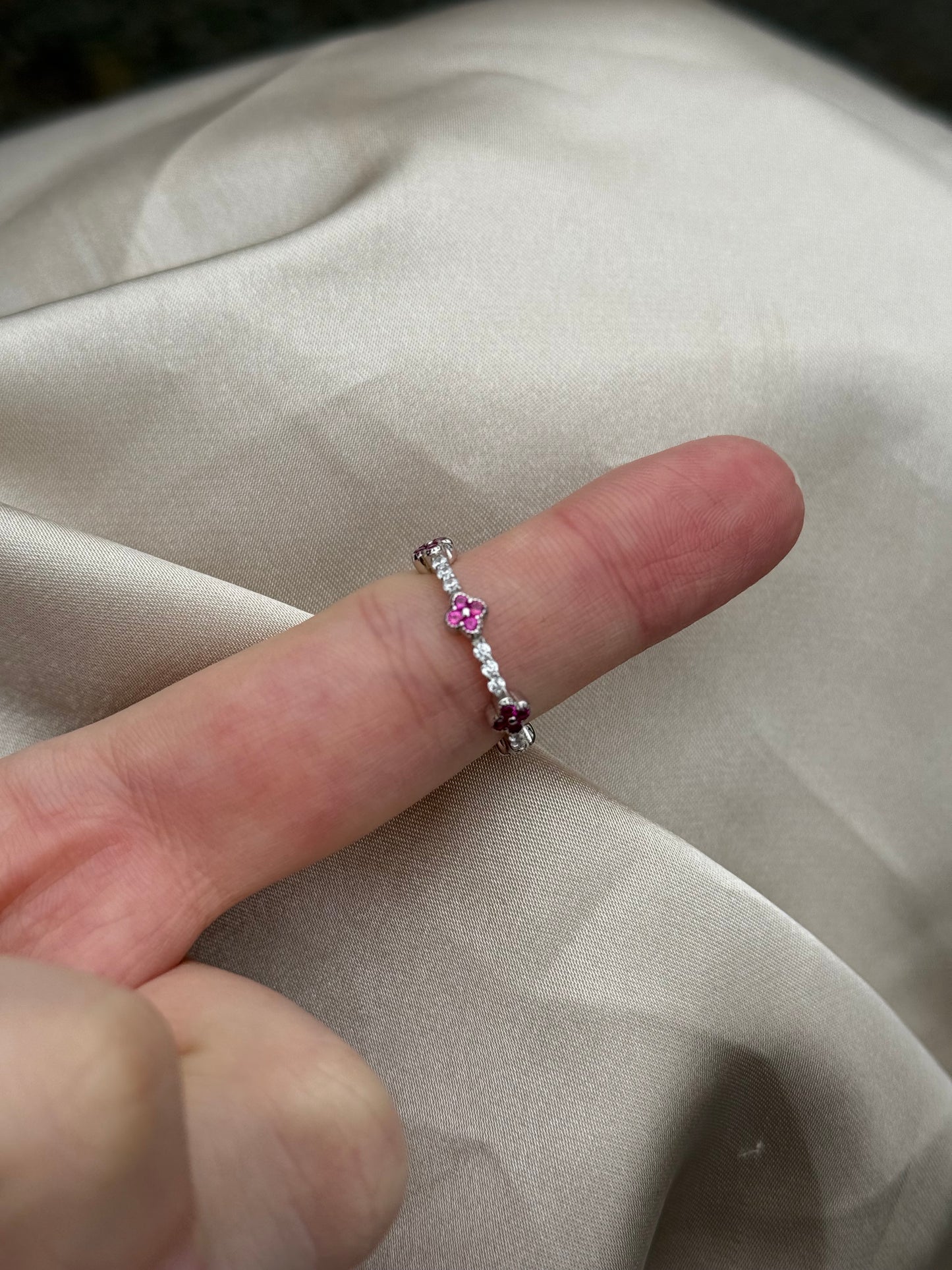 Ella clover Ring, 925 sterling silver, 18k white gold plated