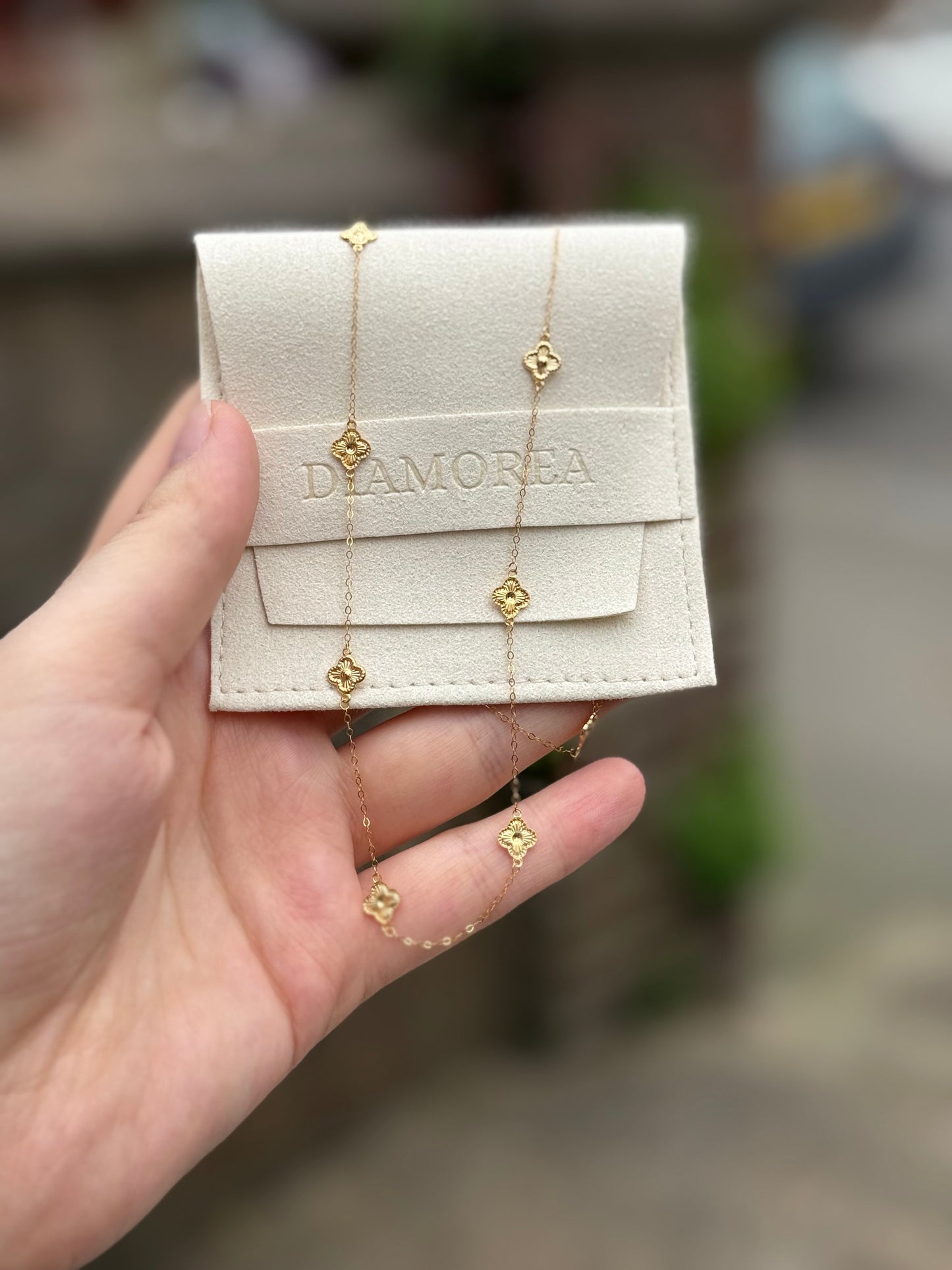18ct Solid Gold mini Clover Necklace