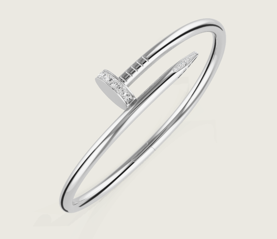 Ella Nail Bracelet,18K White Gold with zircons
