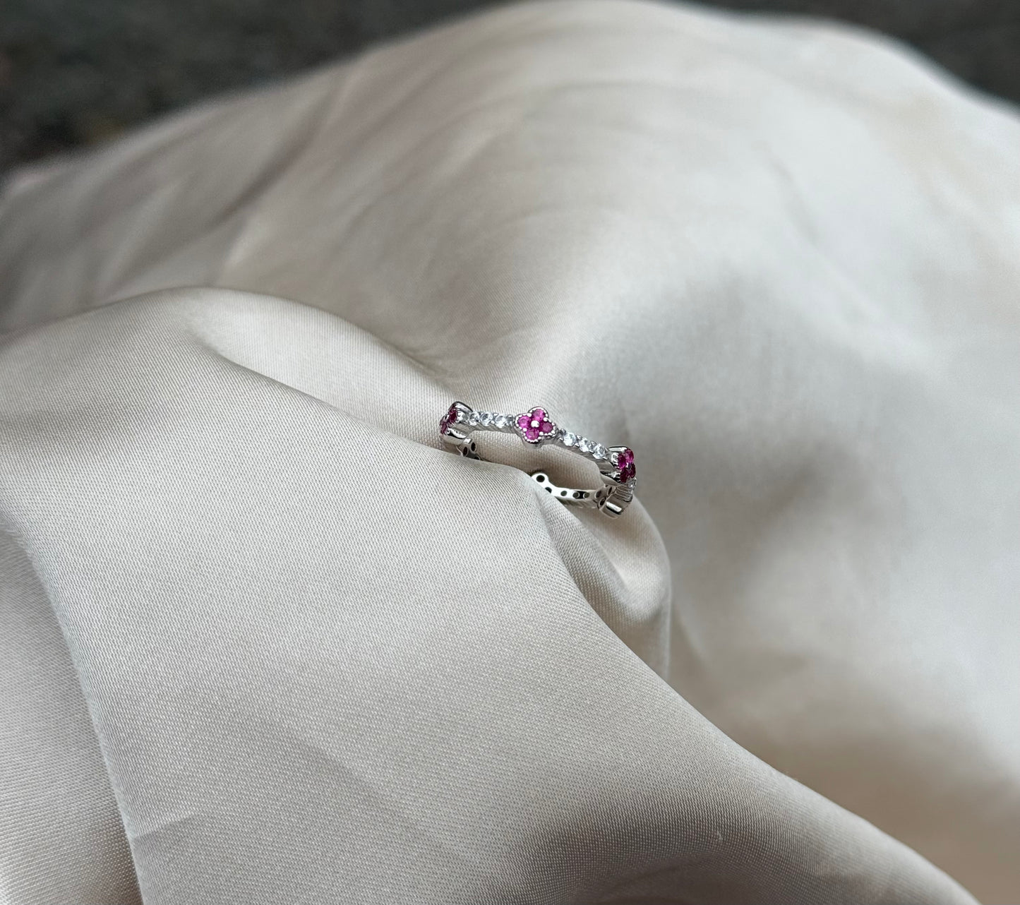 Ella clover Ring, 925 sterling silver, 18k white gold plated