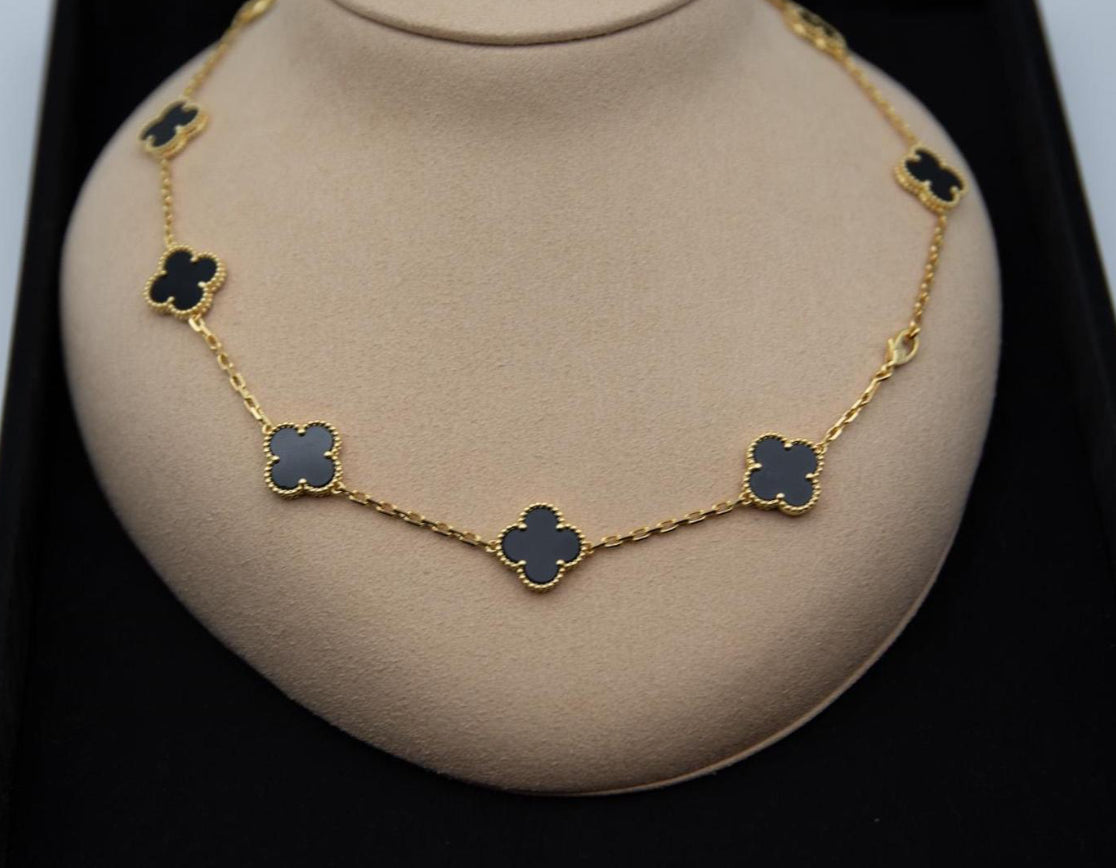 Ella 10 Motif Clover Necklace,18k Gold, Waterproof
