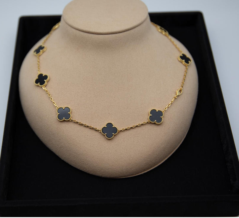 Ella 10 Motif Clover Necklace,18k Gold, Waterproof