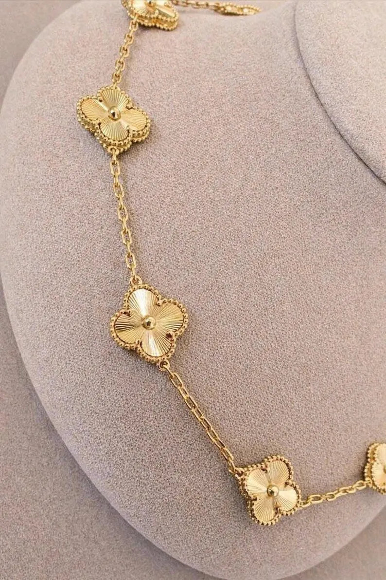 Ella 10 Motif Clover Necklace,18k Gold, Waterproof