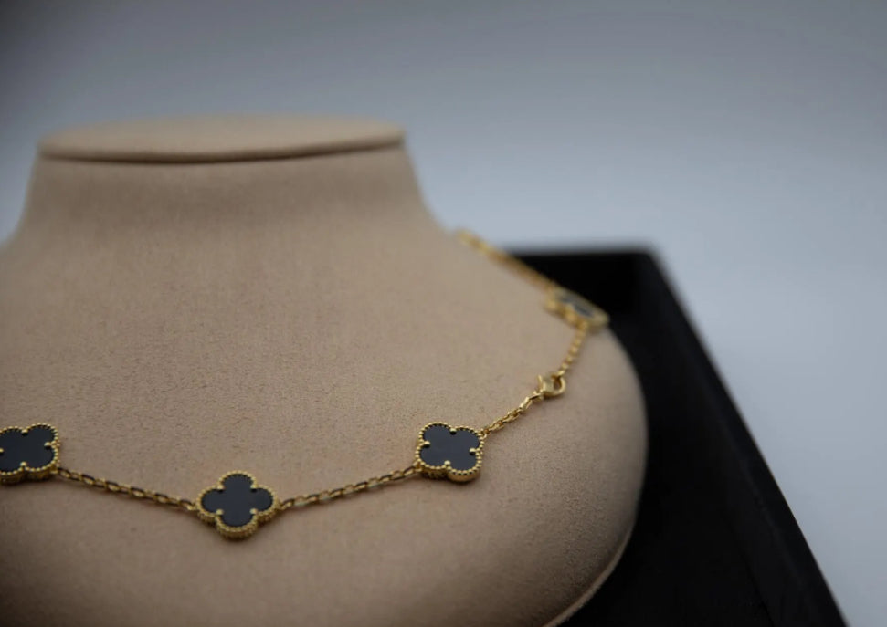 Ella 10 Motif Clover Necklace,18k Gold, Waterproof