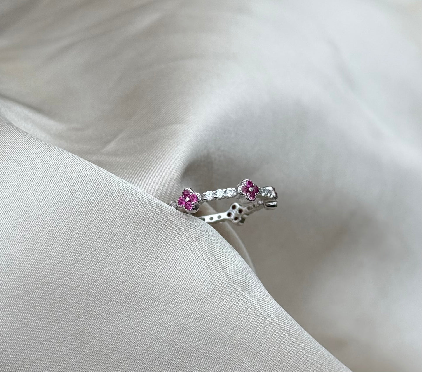 Ella clover Ring, 925 sterling silver, 18k white gold plated