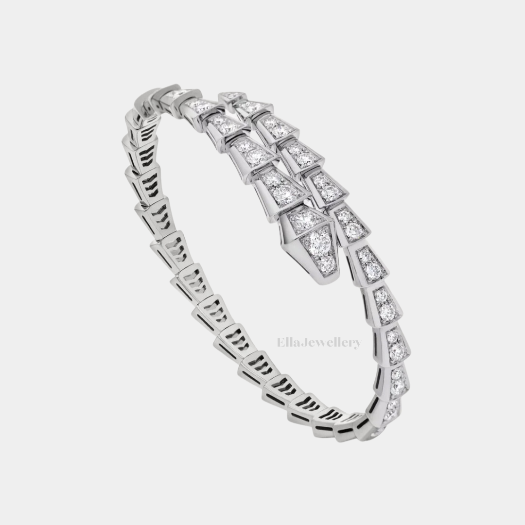 Bracelet Ella Serpenti, plaqué or jaune 18 carats, pavé de zircons cubiques