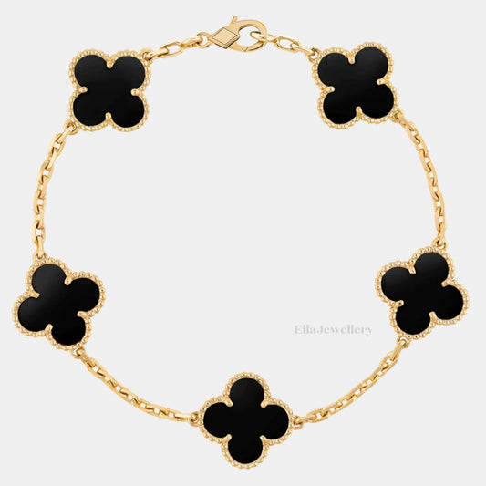 Ella Clover Bracelet,18k Gold,Waterproof