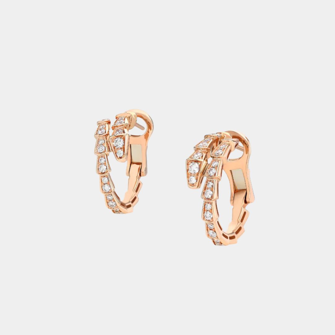 Ella Jewellery Serpenti Earring,18k Rose Gold Plated,Cubic Zircon Paved