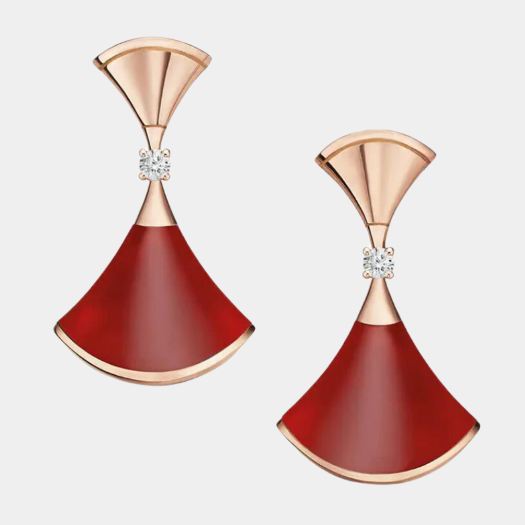 Ella Jewellery Divas'Dream Earring,18k Rose Gold Plated,Red Agate stone